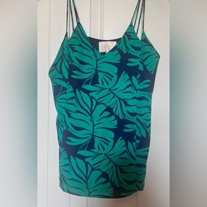 Tropical Hawaiian Skies are Blue Women's tank cami top, Sz Smal Blue & Green